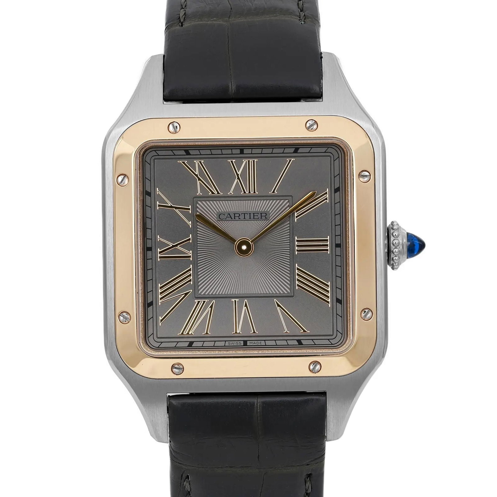 Cartier Santos-Dumont 18K Gold & Steel Watch: Title/Medium: Cartier Santos-Dumont Large Watch Origin/Year: Switzerland, 2024 Dimensions: - Case Size: 31.5 mm - Case Thickness: 7 mm - Band Width: 16.5 mm Condition: Display model with minor handl