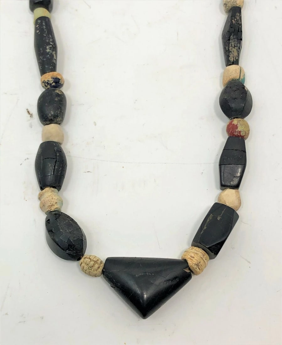 Greek Phoenician Roman Jet Glass Necklace (1 of 5)
