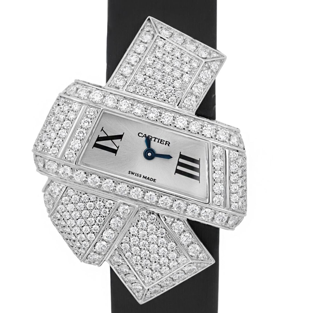 Cartier Libre Noeud 18K Gold Diamond Ladies Watch: Title/Medium: Cartier Libre Noeud Ladies Watch Origin/Year: Switzerland, 2008 Dimensions: Case Size: 30 mm, Case Thickness: 9 mm, Wrist Fit: 7 inches Condition: Unworn band, light signs of wear Proven