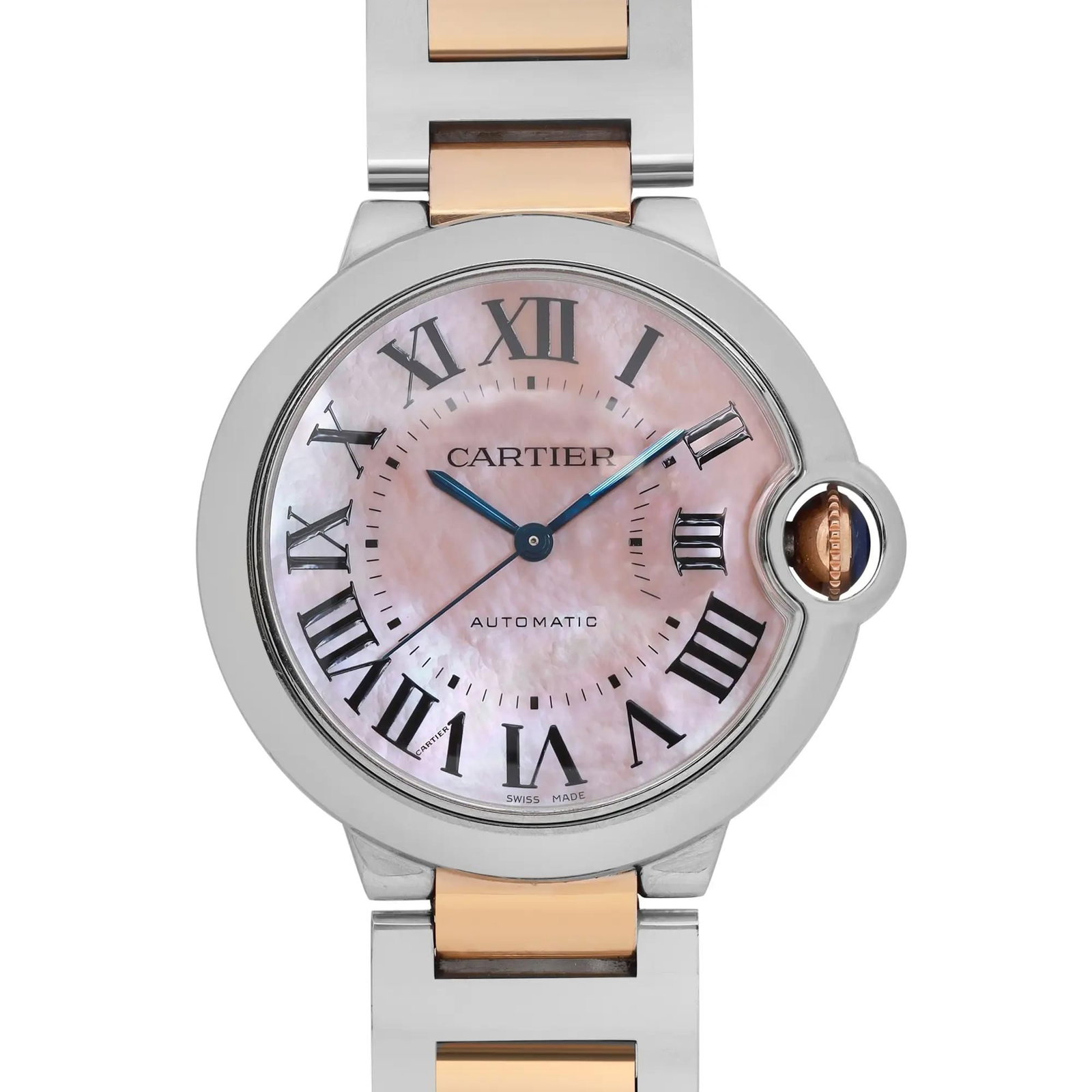 Cartier Ballon Bleu 36mm Rose Gold & Steel Watch: Title/Medium: Cartier Ballon Bleu Ladies Watch Origin/Year: Switzerland, 2010-Now Dimensions: Case Size: 36 mm, Case Thickness: 12 mm, Band Width: 18 mm, Wrist Fit: 6.5 inches Condition: Pre-Owned, Ex