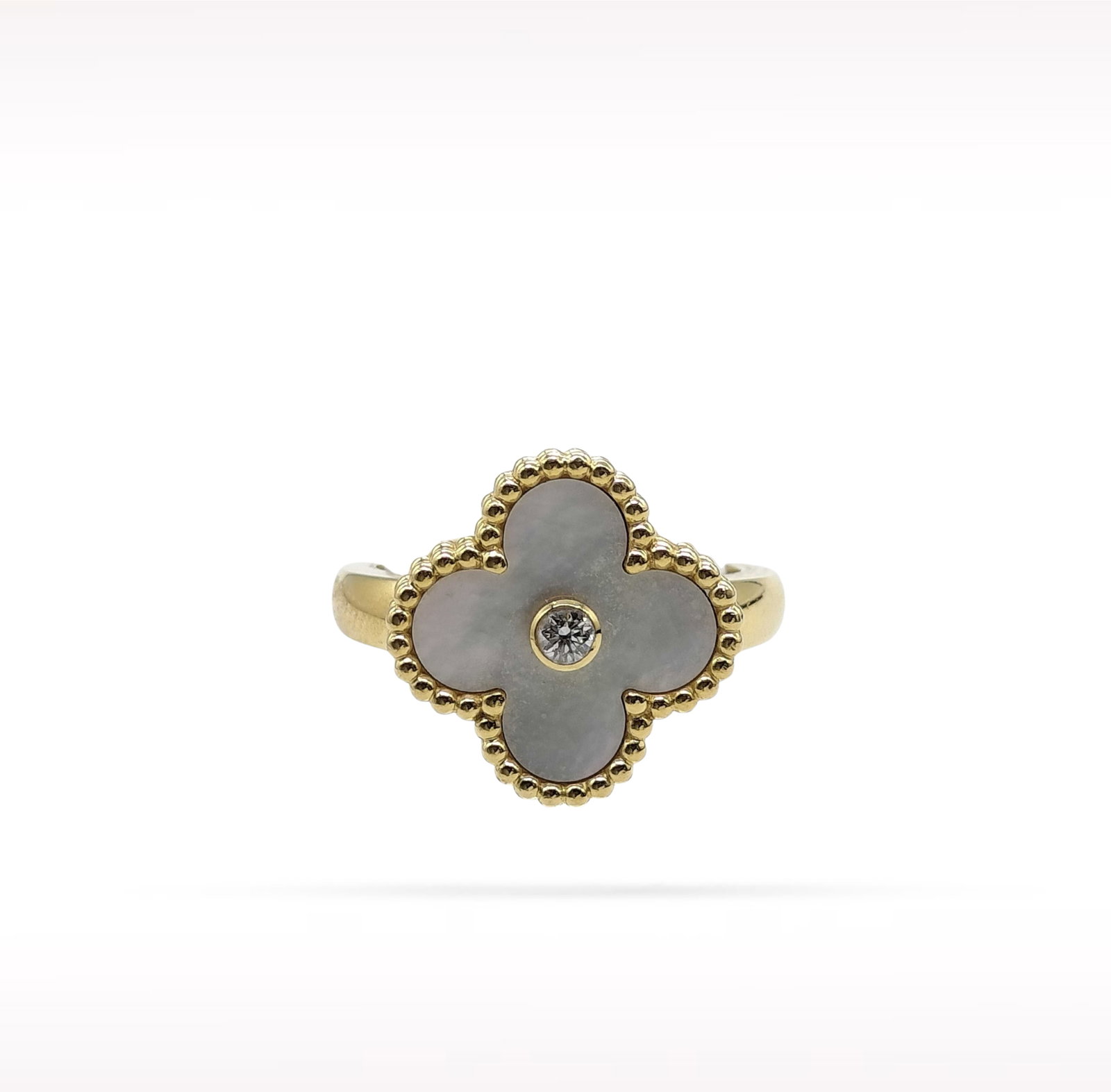 Van Cleef & Arpels Alhambra Diamond White Mother of Pearl 18K Yellow Gold Ring (1 of 4)