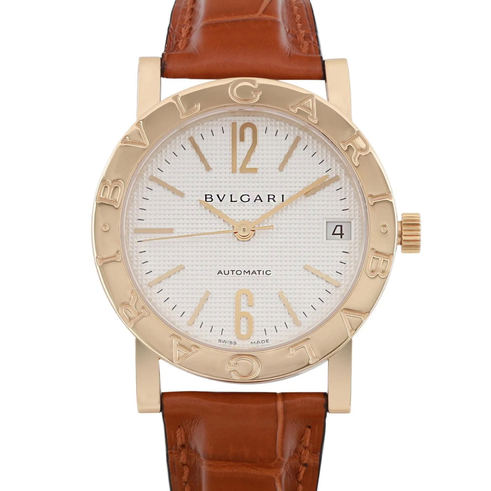 Bvlgari 33mm 18K Gold Automatic Watch BB33GL: Title/Medium: Bvlgari 33mm 18K Gold Automatic Watch BB33GL Origin/Year: Switzerland, Manufactured 2000-2009 Dimensions: Case Size: 33 mm, Case Thickness: 8 mm, Band Width: 12 mm, Lug Width: 18 mm Cond