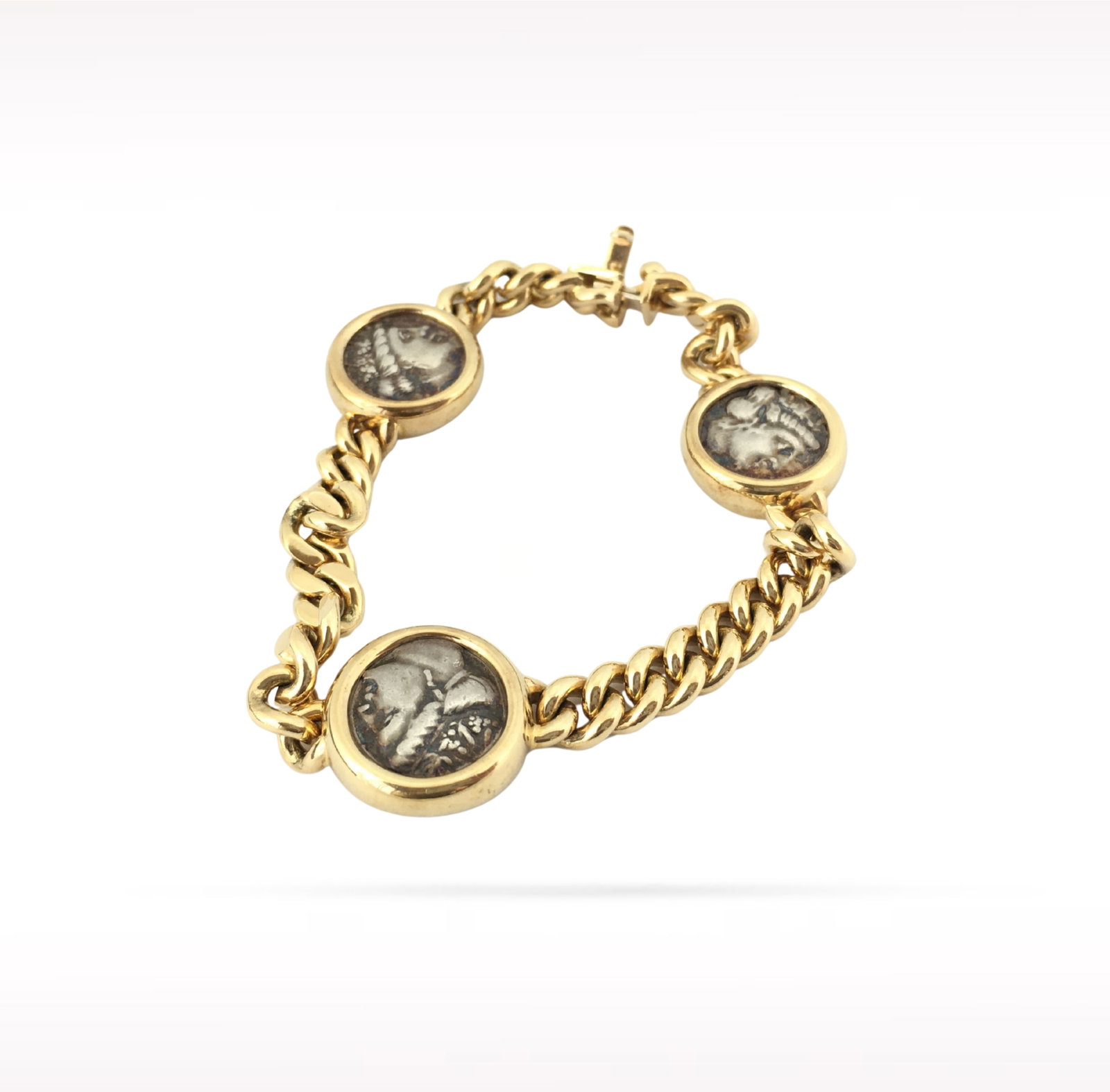 Bvlgari Monete 3 Motif 18K Yellow Gold Chain Bracelet (1 of 5)