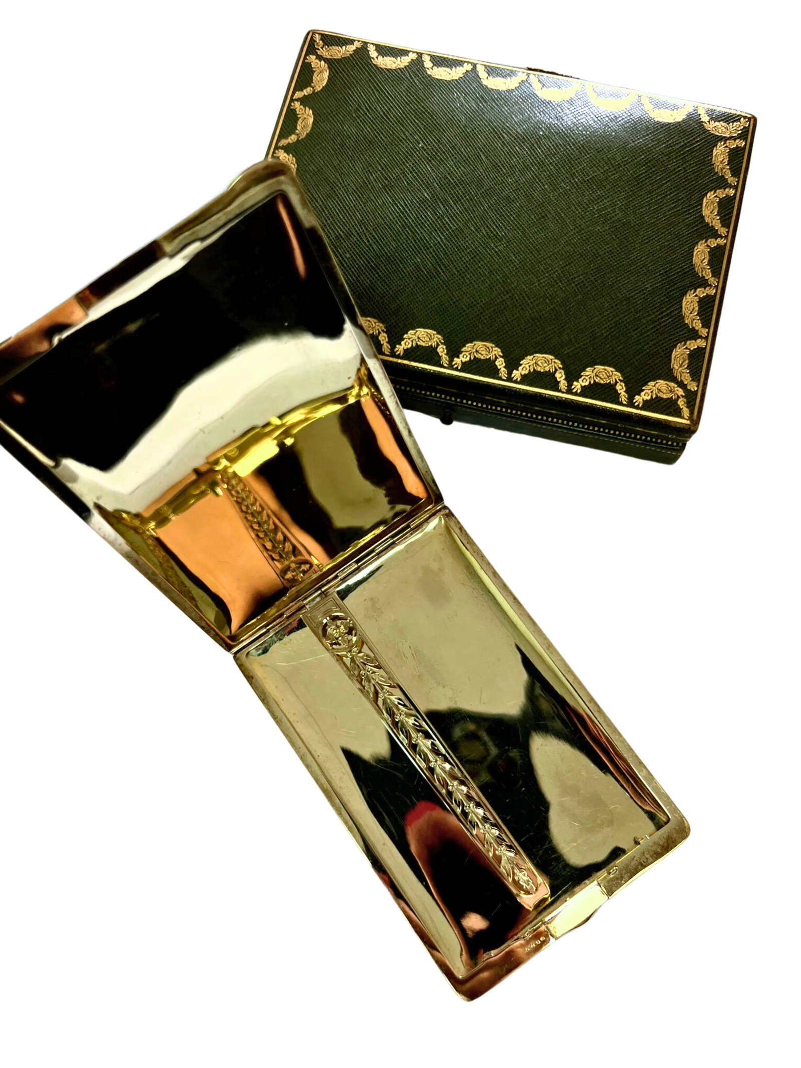 Cartier Antique Solid 14K Gold 20th Century Vintage Estate Cigarette Case: Description: An exceptional antique Cartier cigarette case crafted in solid 14 karat gold, dating to the early 20th century. Representing the elegance and craftsmanship for which Cartier became intern