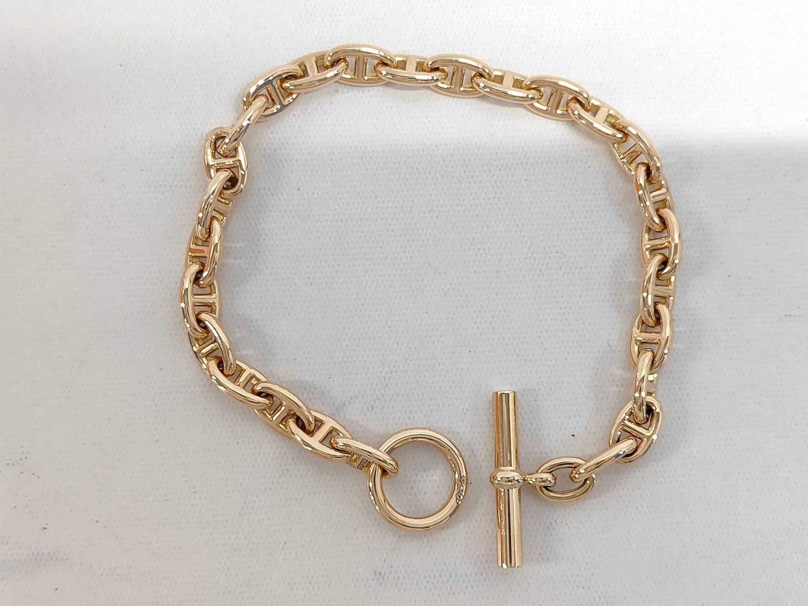 Hermes Chene Dunkle 18K Rose Gold Mariner Link Bracelet (1 of 4)