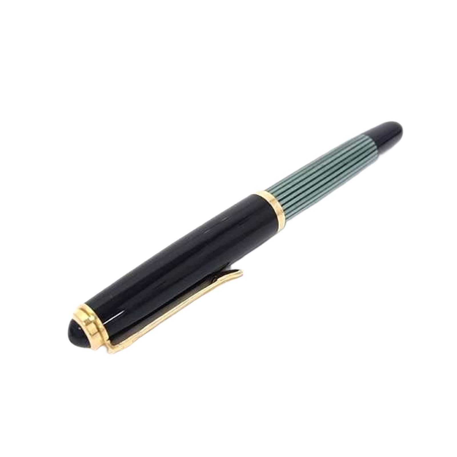 Vintage Pelikan Black and Green Stripe Fountain Pen with 14C 585 Gold Nib (1 of 5)