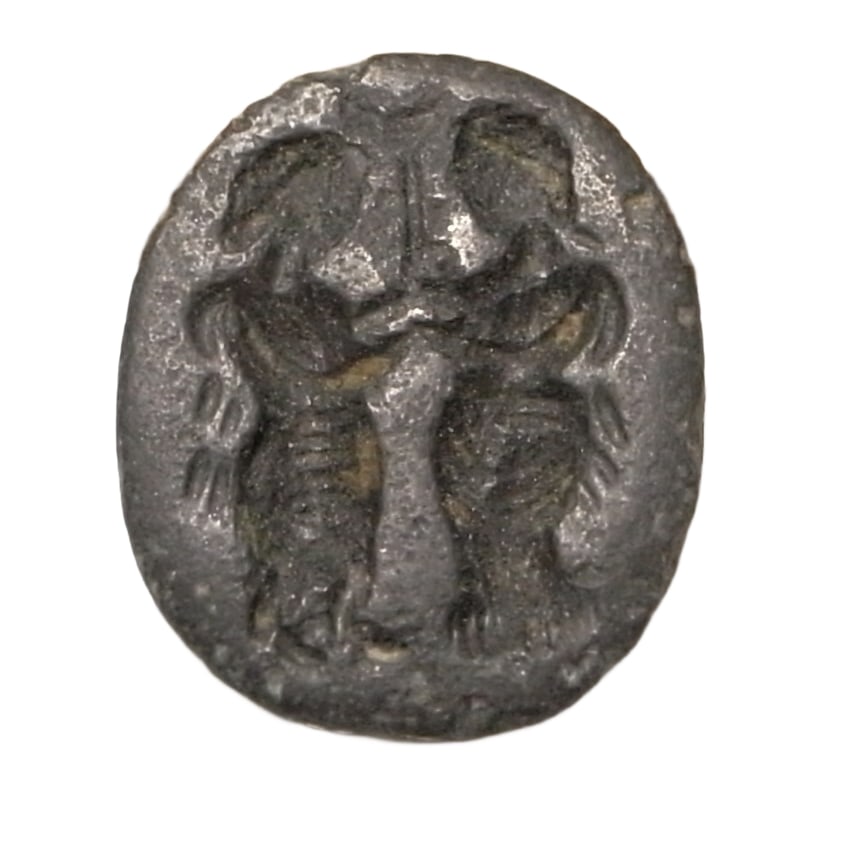 Ancient Bronze Signet Seal, I mil. B.C.: Title/Medium: Ancient Bronze Signet Seal Origin/Year: Near East, I mil. B.C., Caspian Dimensions: 1.4 x 1.1 cm Condition: Good, with signs of age Provenance: Acquired from a reputable collection