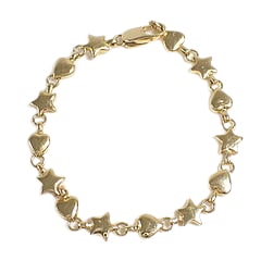 Vintage Tiffany & Co. 18K Yellow Gold Star and Heart Link Bracelet: Title/Medium: Vintage Tiffany & Co. star and heart motif link bracelet in 18K yellow gold, Au750. Origin/Year: Tiffany & Co.; vintage period. Exact country of origin and year are not provided.