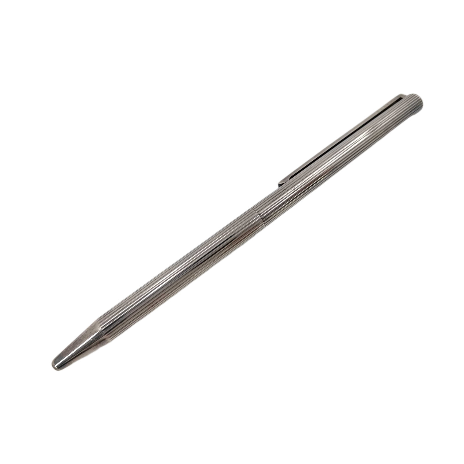 Vintage S.T. Dupont Silver Tone Ribbed Metal Ballpoint Pen (1 of 4)