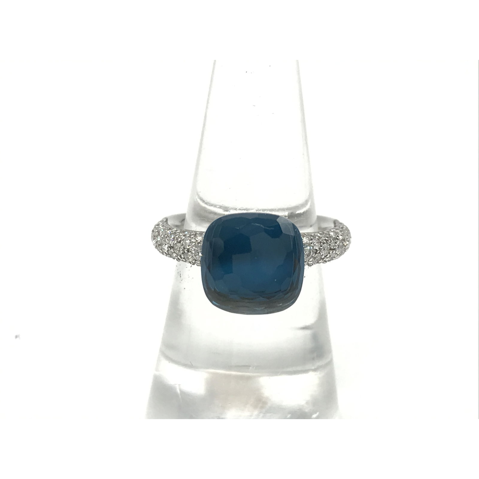 Pomellato Nudo Blue Topaz Diamond 18K Yellow Gold Ring (1 of 5)