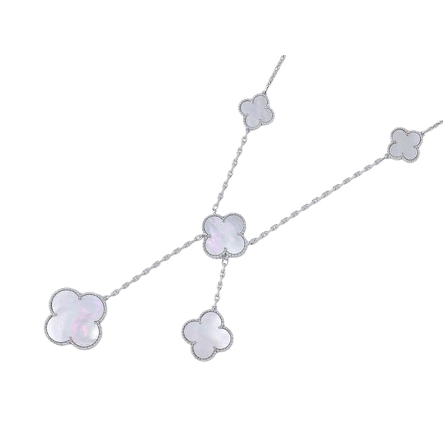 Van Cleef & Arpels Magic Alhambra 6 Motifs White Mother of Pearl 18K White Gold Bib Necklace (1 of 6)