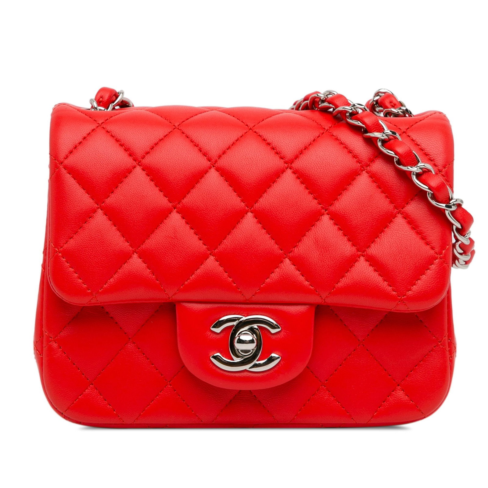 Chanel Mini Square Classic Flap Bag - Red: Title/Medium: Chanel Mini Square Classic Flap Bag - Red Origin/Year: Unknown Dimensions: Compact size suitable for daily use Condition: Excellent condition, shows minimal signs of wear Provenance: Acq