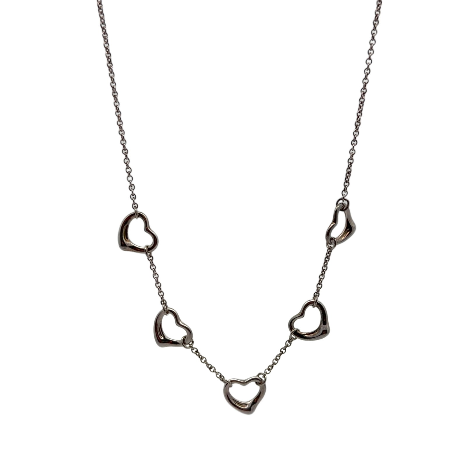 Tiffany & Co. Open Heart 5 Motif 925 Sterling Silver Necklace (1 of 6)