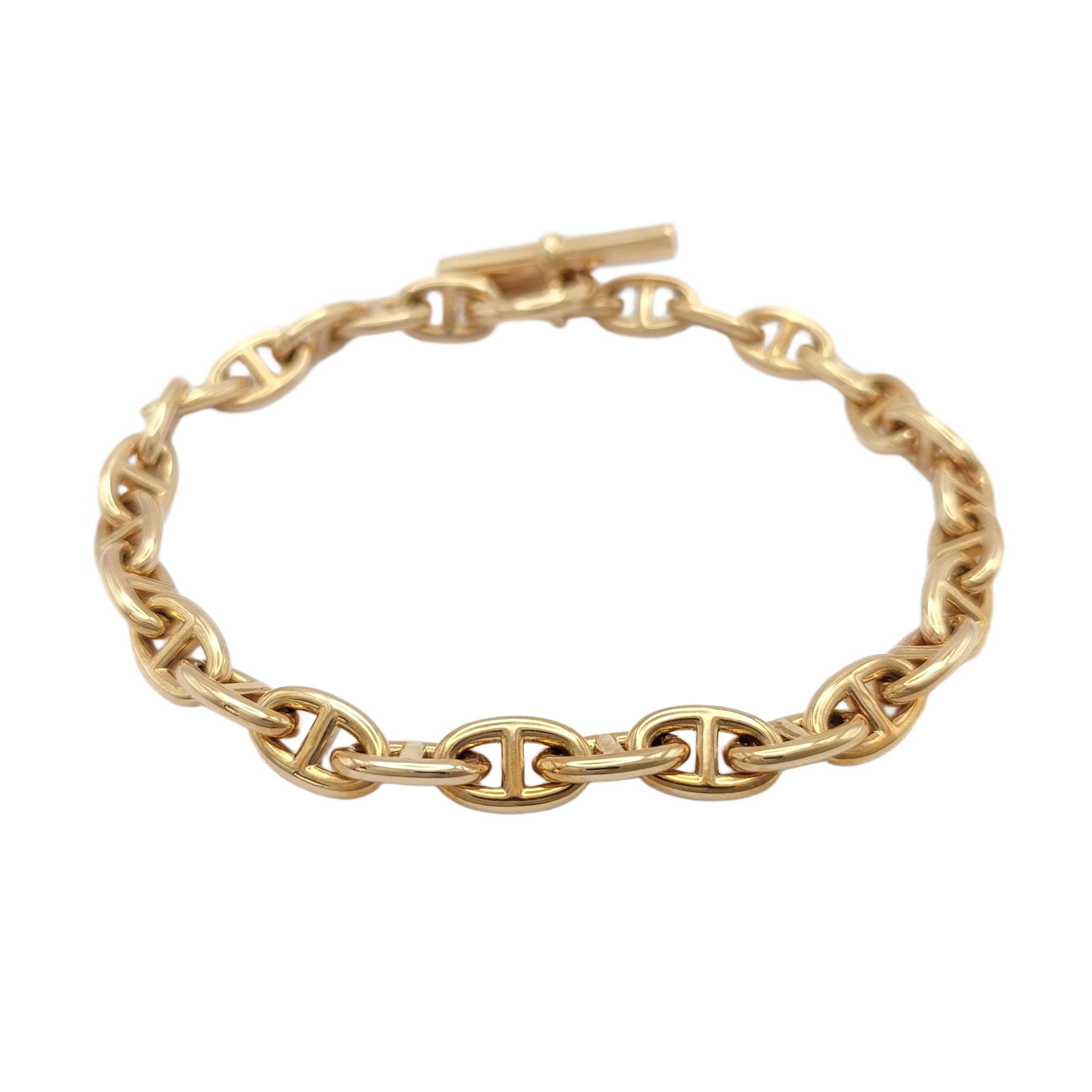 Hermes Chene Dunkle 18K Rose Gold Mariner Link Bracelet (1 of 4)