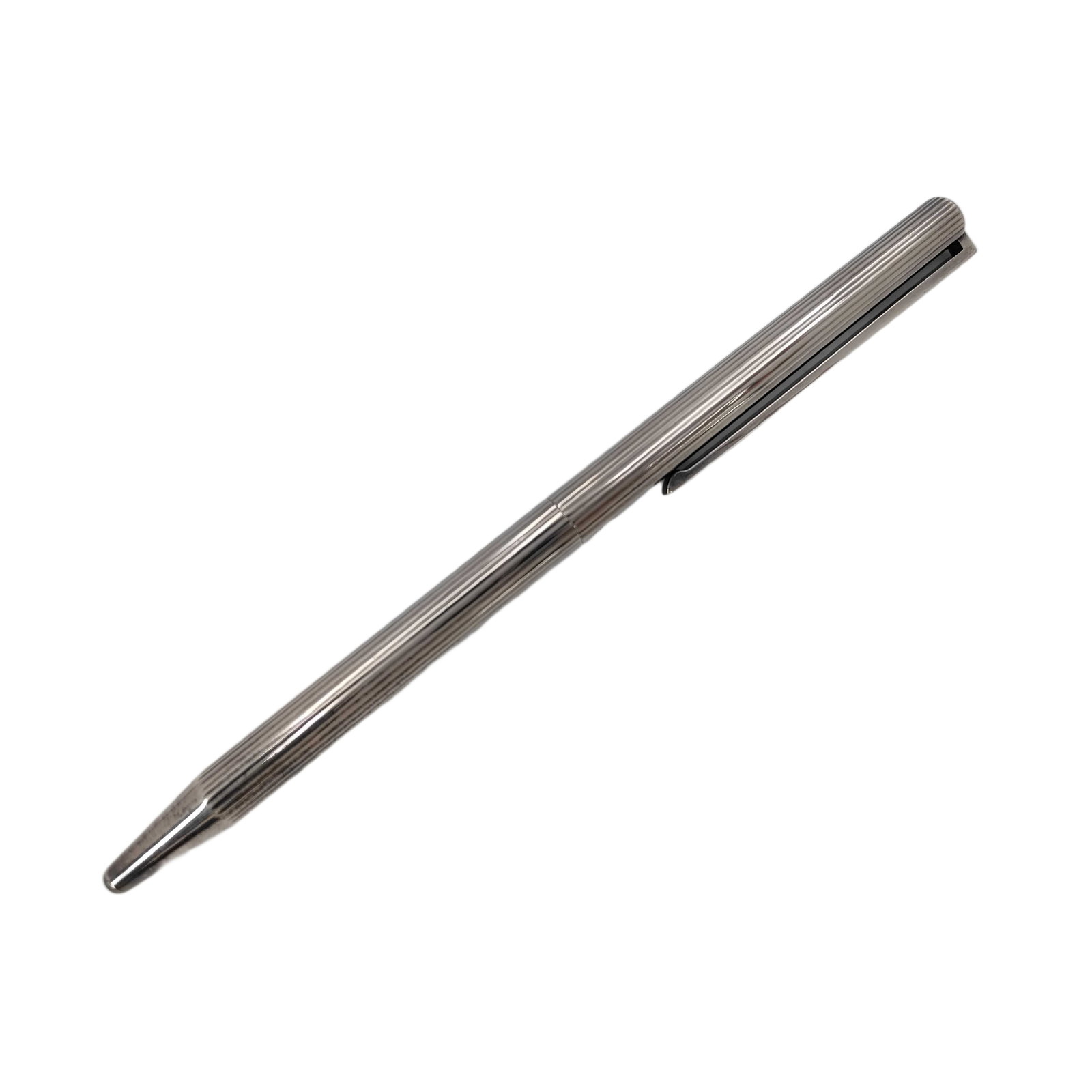 Vintage S.T. Dupont Paris Silver Tone Ribbed Metal Ballpoint Pen (1 of 4)