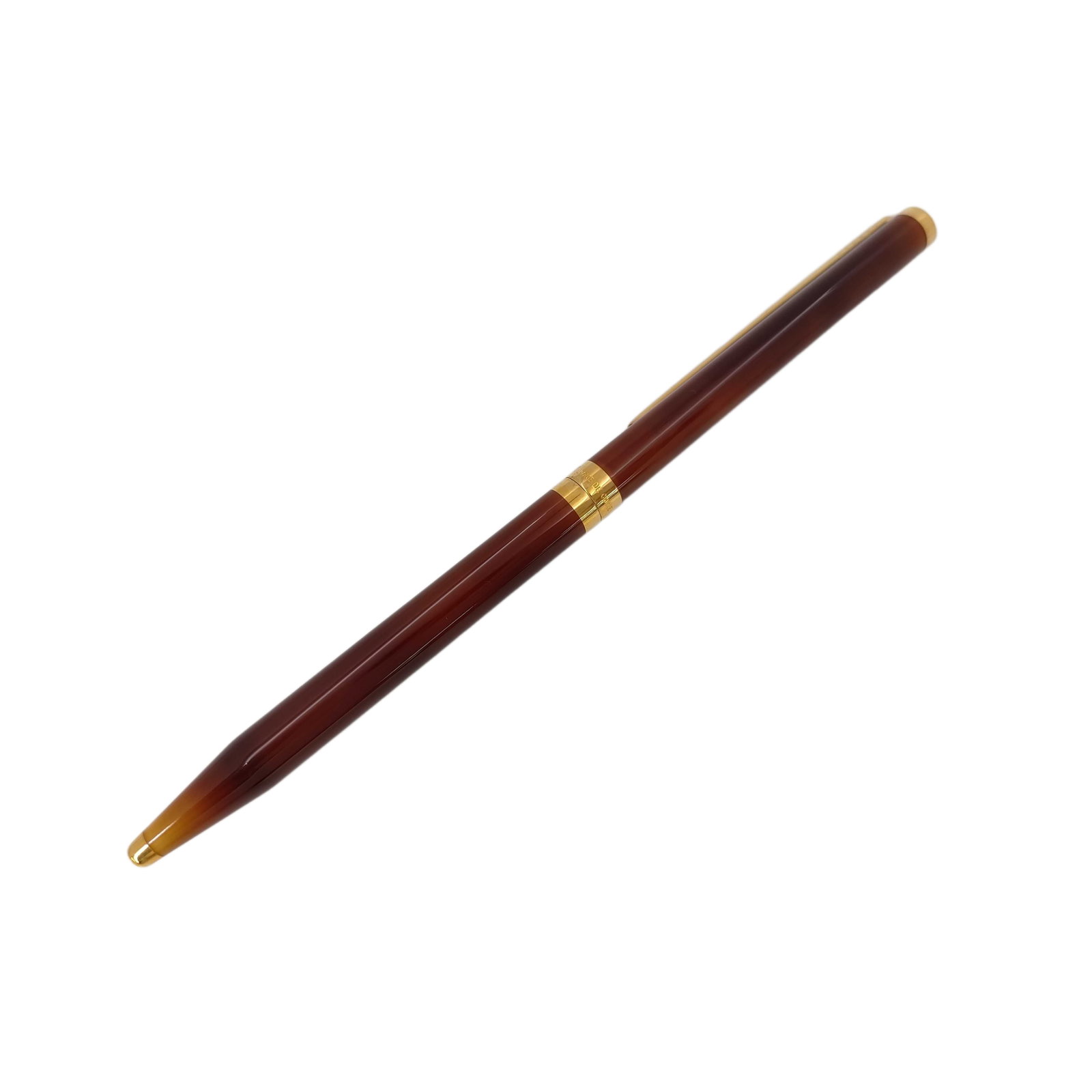 Vintage S.T. Dupont Brown Lacquer Style and Gold Tone Ballpoint Pen (1 of 5)