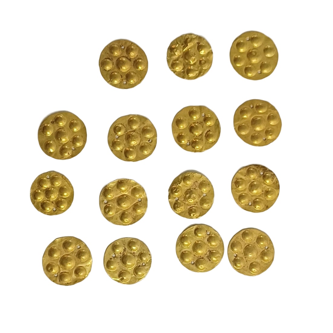 Ancient Gold Disks - Greek & Phoenician Artifacts: Title: Ancient Gold Disks - Greek & Phoenician Artifacts Origin/Year: Greek, Phoenician or Near Eastern, 1st Millennium BC Dimensions: Variable sizes across disks Condition: Well-preserved with signs 