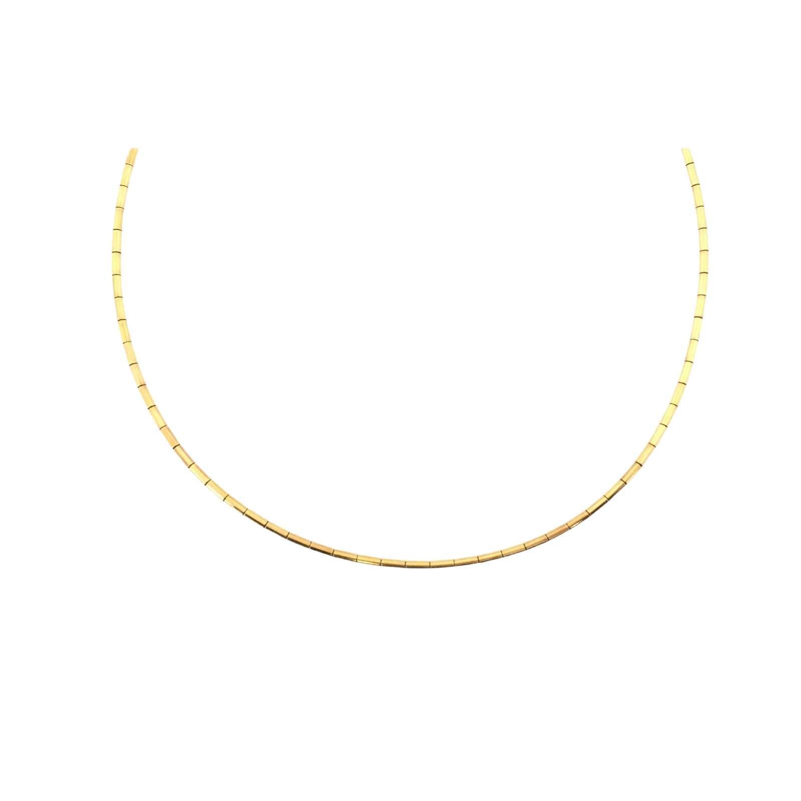 Cartier Tube Link Fancy Omega 18K Yellow Gold Necklace: Description: Cartier Tube Link Fancy Omega necklace crafted in 18K yellow gold. Featuring a distinctive omega style design with polished tube links and elegant fancy link accents, this refined necklac