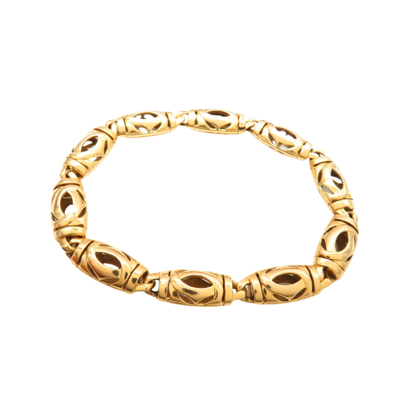 Cartier Double C Link Wide Chunky Unique Link 18K Yellow Gold Bracelet (1 of 4)
