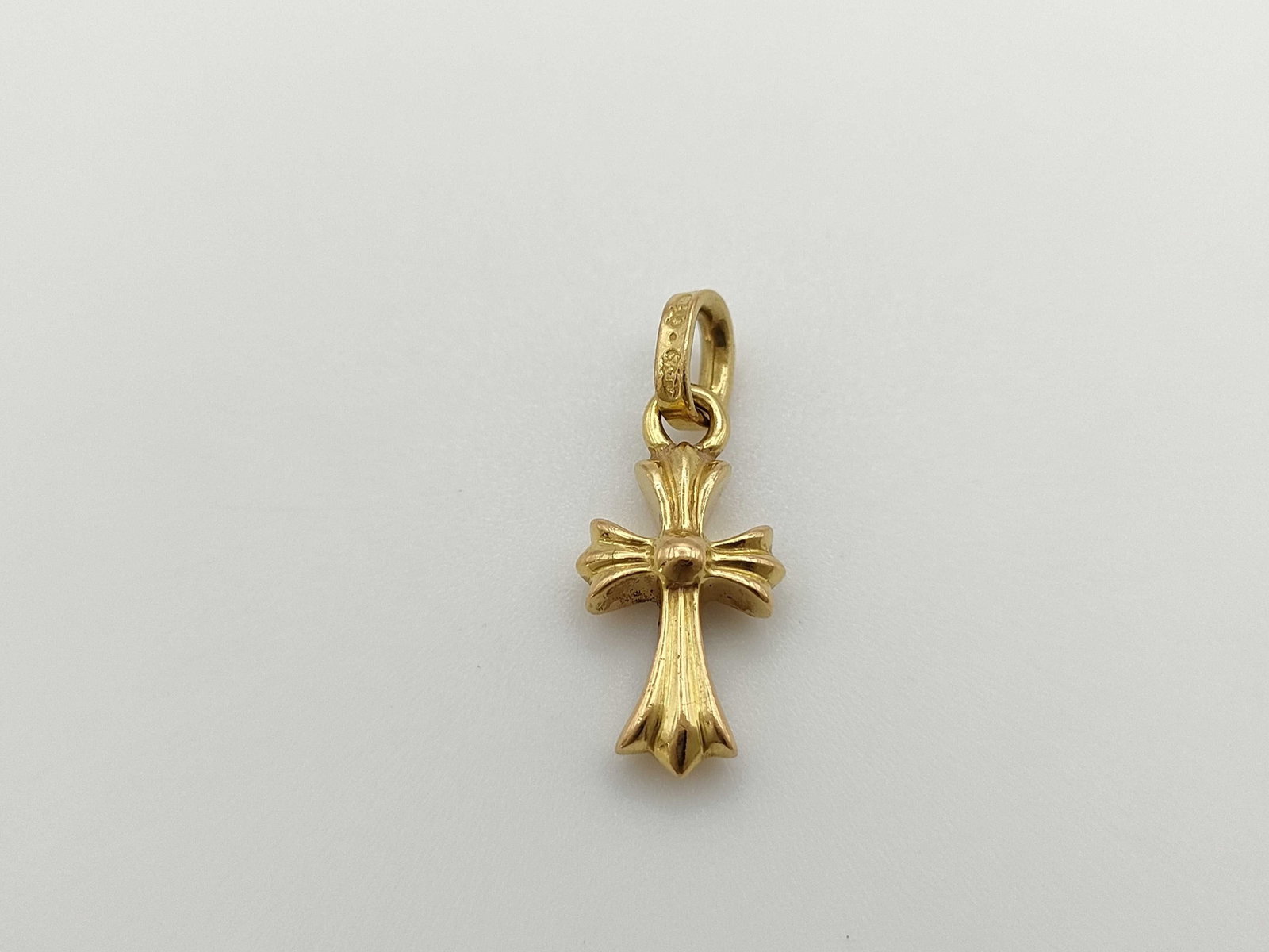 Chrome Hearts Diamond Baby Fat Cross 22K Gold Charm Pendant - 2
