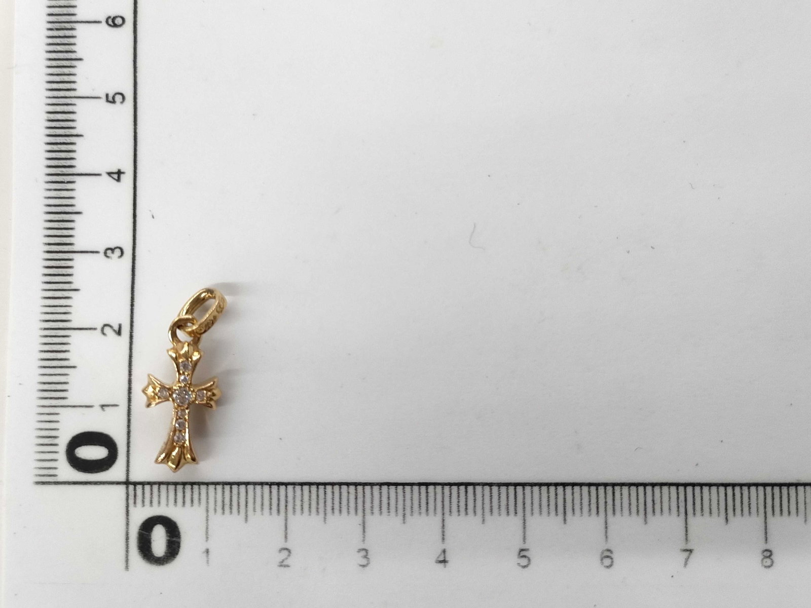 Chrome Hearts Diamond Baby Fat Cross 22K Gold Charm Pendant - 4