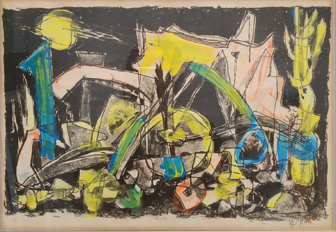 Marcel Janco- "Abstract": Mixed media on printed paper, signed. size- 44*31 cm including the frame- 60*50 cm