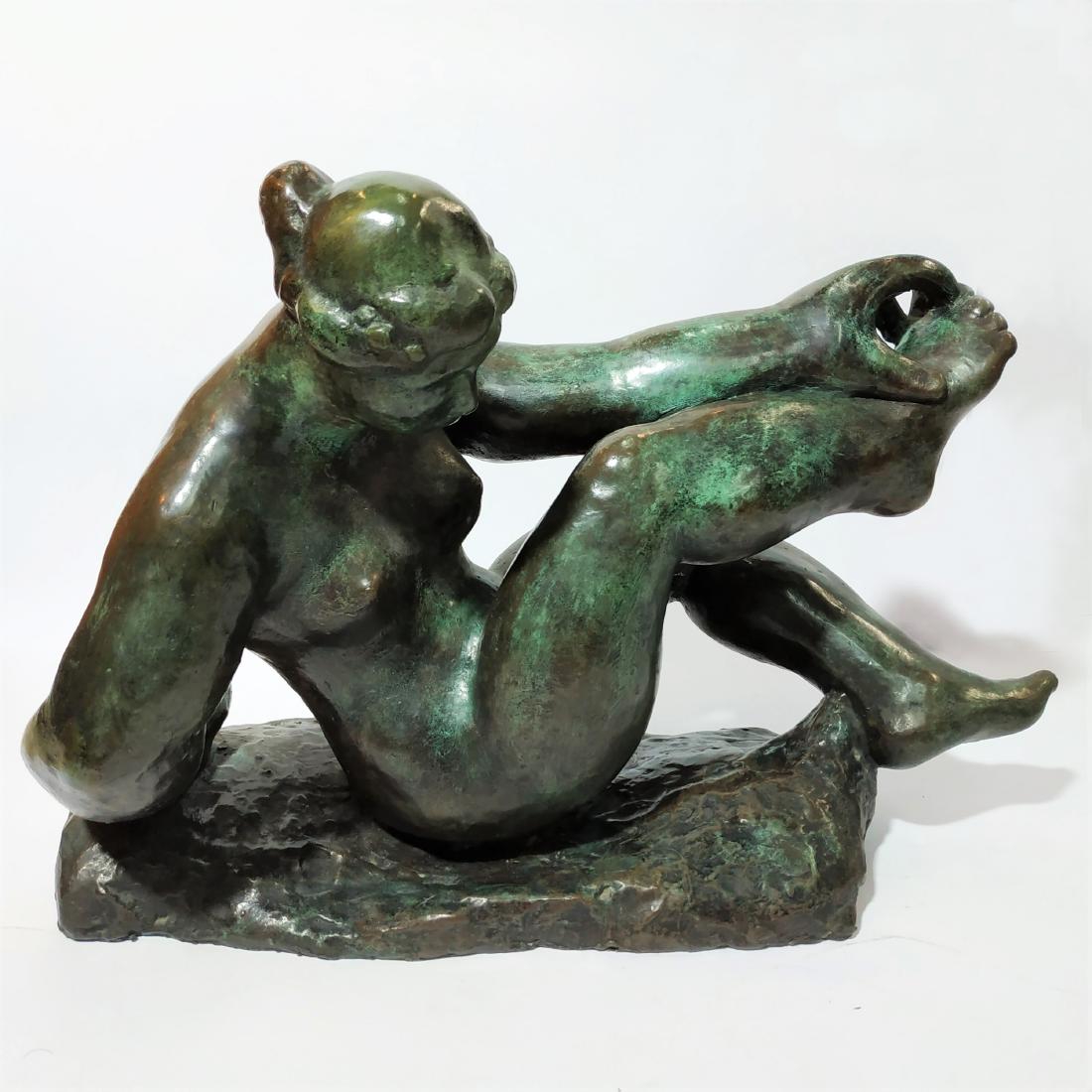 Bernard (Bernhard) Reder (1897-1963) "Nudity": signed bronze figure areas of classic green patina size- 47*16 cm , height- 35 cm