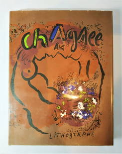 Chagall - lithography book- volume I , signed by: Book about Mark Chagall signed Dedicated and dated by Chagall. Chagall Lithograph, Vol. 1. Andre Sauret, 1960. France Edition. With original lithographs by Marc Chagall and numerous illustrations. Ori