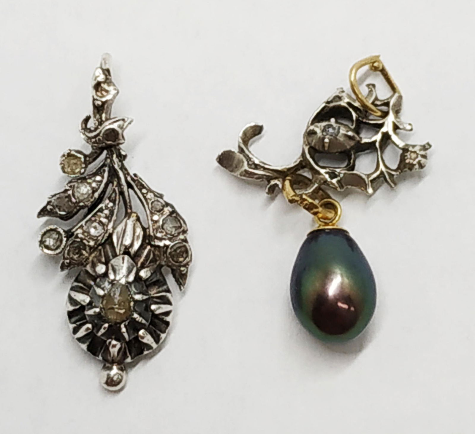 two antique silver and diamond pendants (1 of 5)