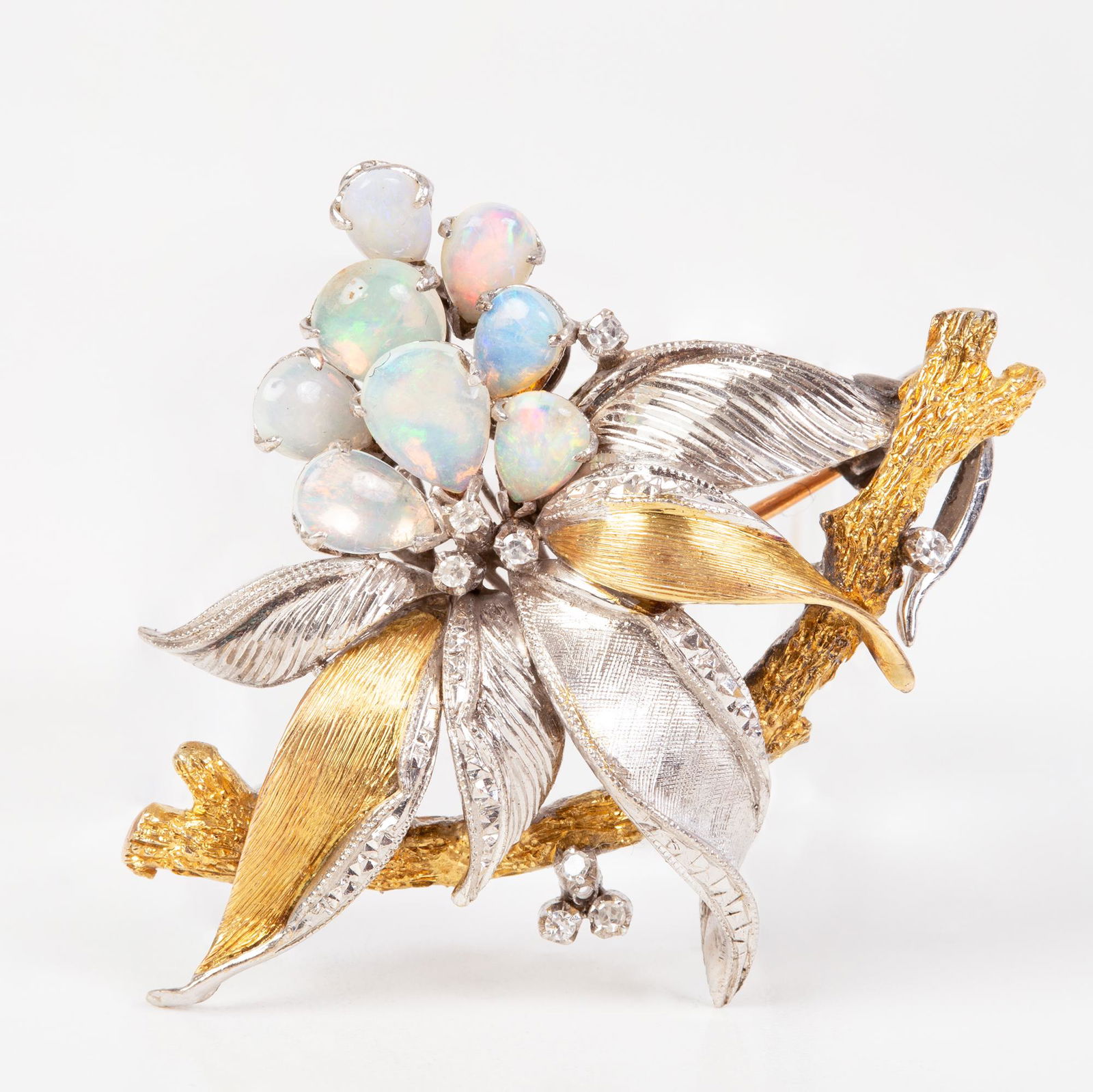 Gold Pin Set with Diamonds & Opal Stones (1 of 3)