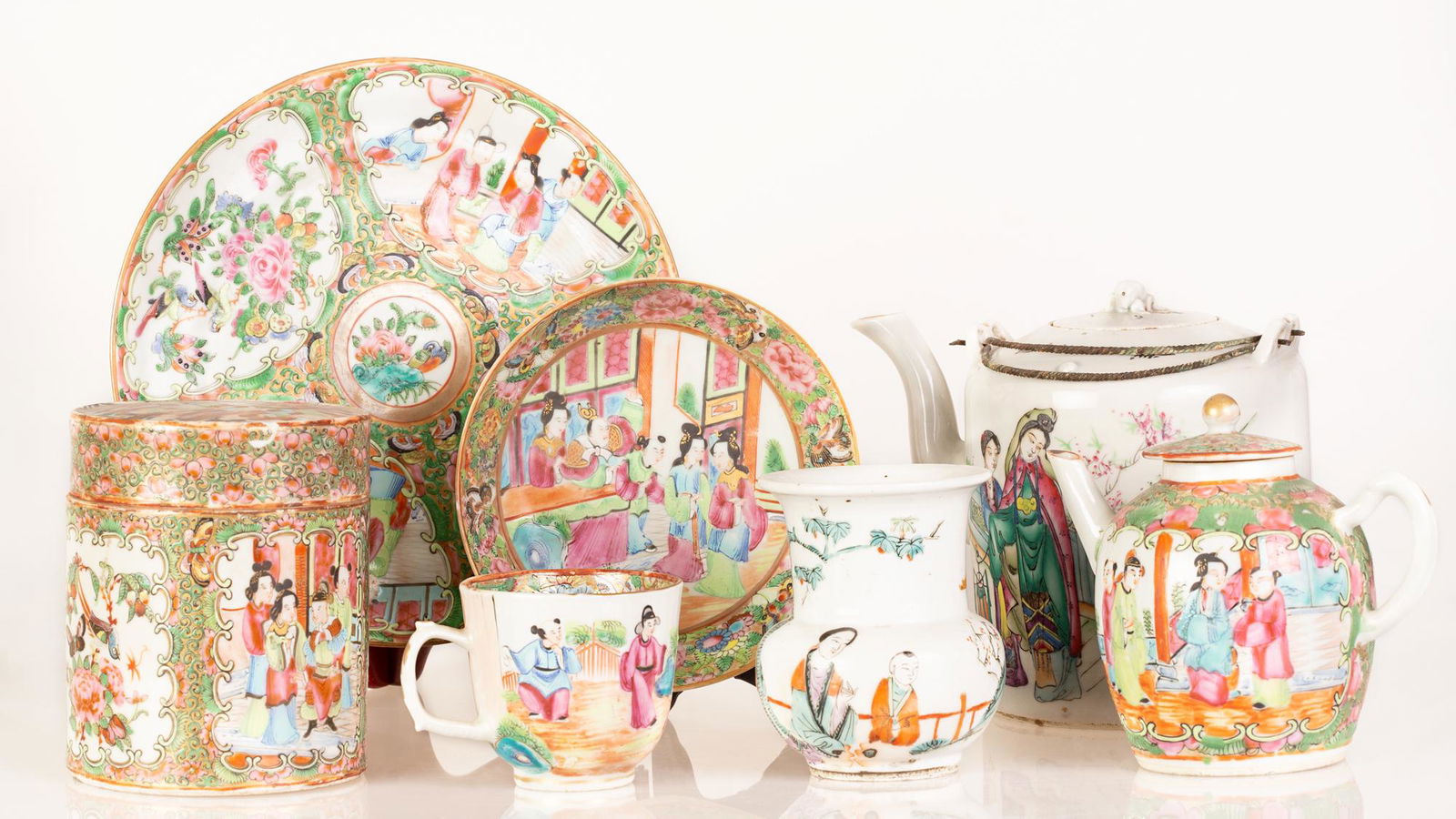 Assortment of Antique Porcelain Dishes - Canton, China (1 of 7)