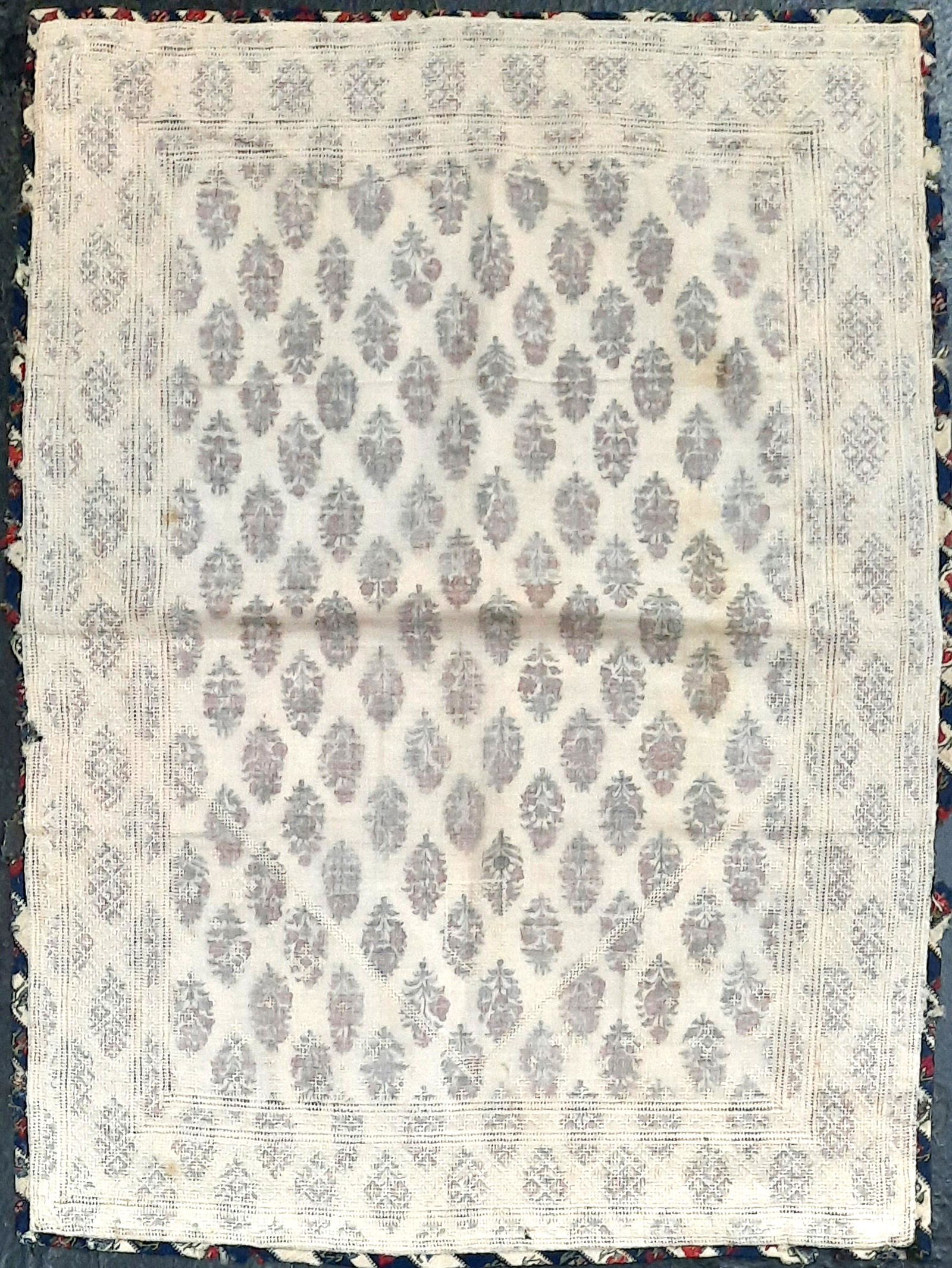 Persian textile covered in white lace. 18th/19th c (1 of 2)