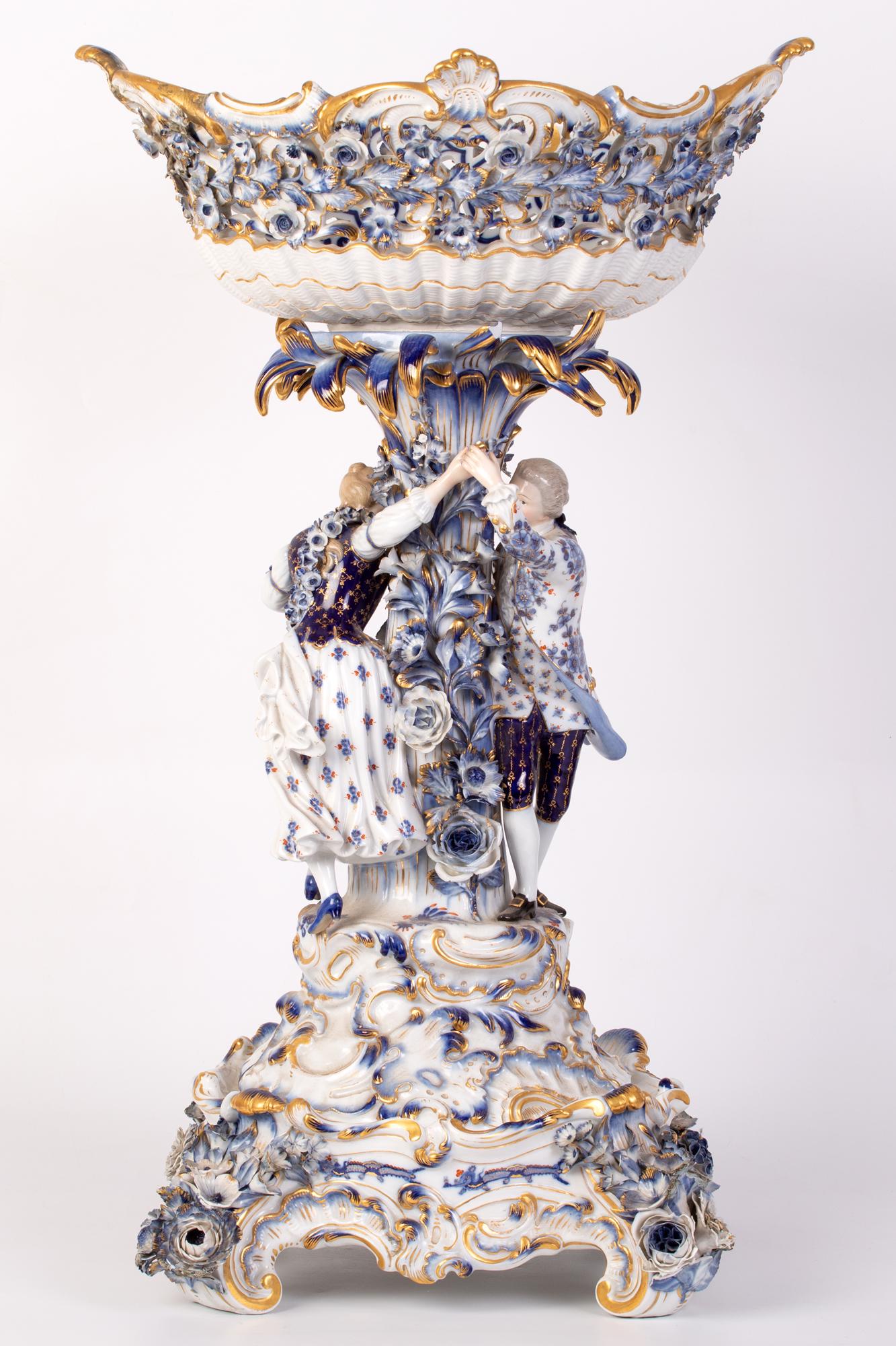 Meissen Gilt Decorated Blue and White Porcelain Figural (1 of 4)