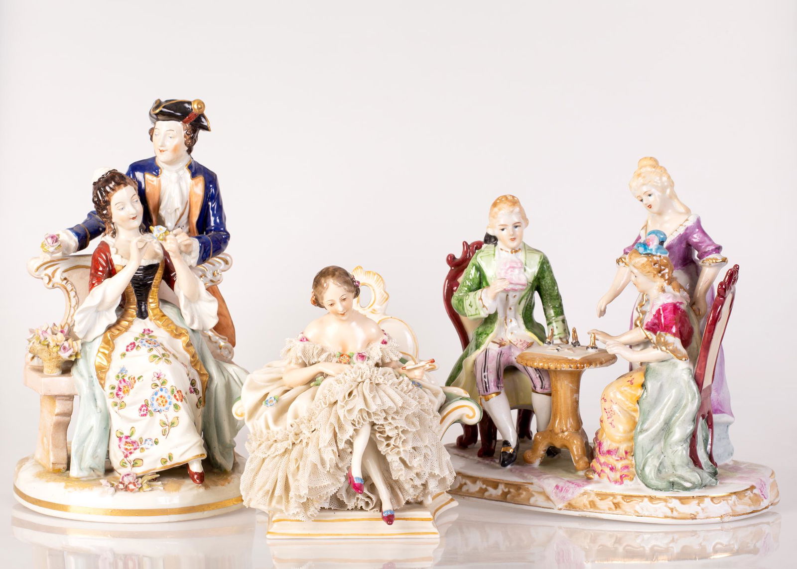 group of 3 German porcelain figurines (1 of 4)