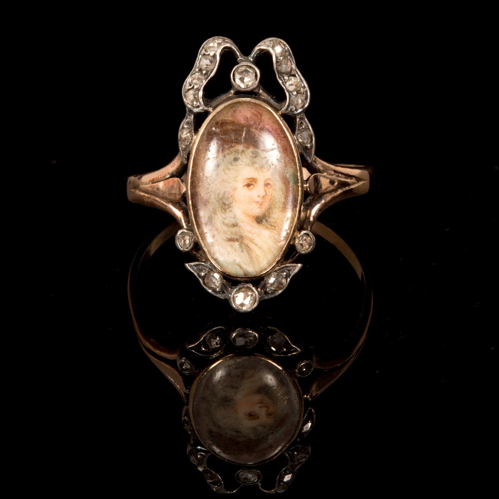 A Georgian 18K Rose Gold and Diamond Portrait Ring (1 of 3)