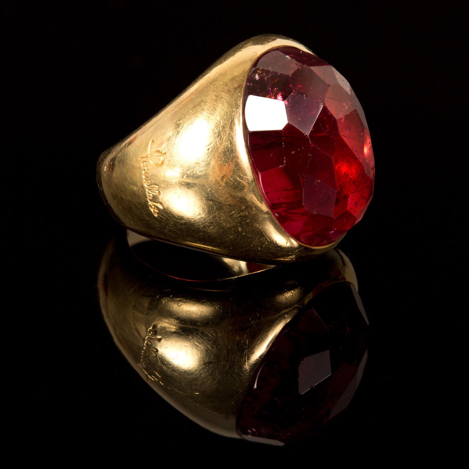 Pomellato 18K Yellow Gold, Rubellite Tourmaline Ring, (1 of 4)