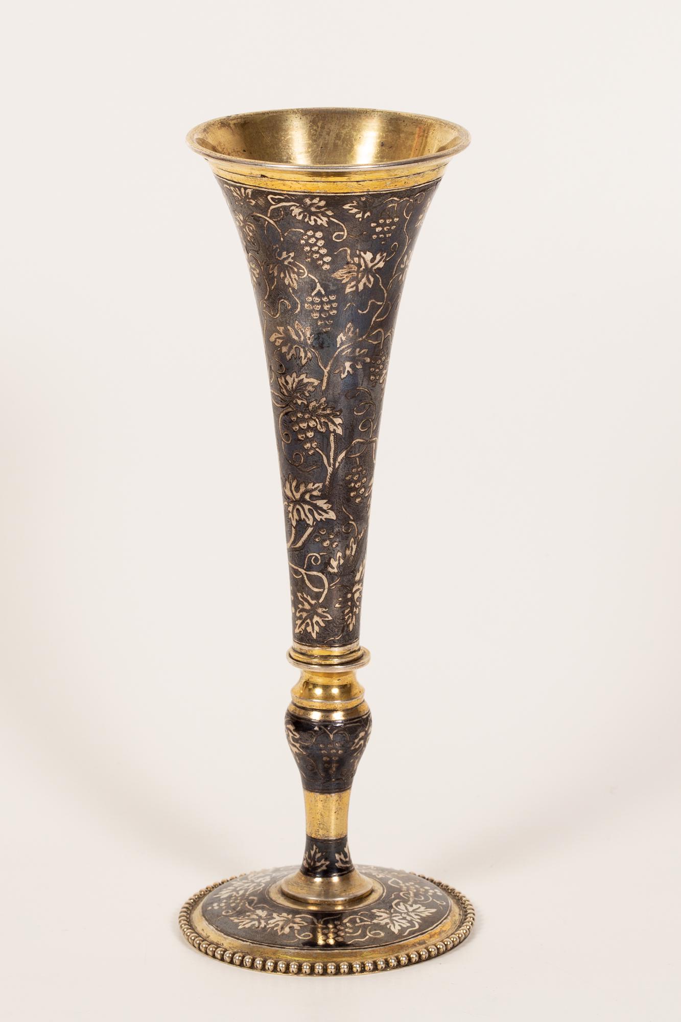 Antique Russian silver cup, 84 Silver w/ Niello, Saint (1 of 3)