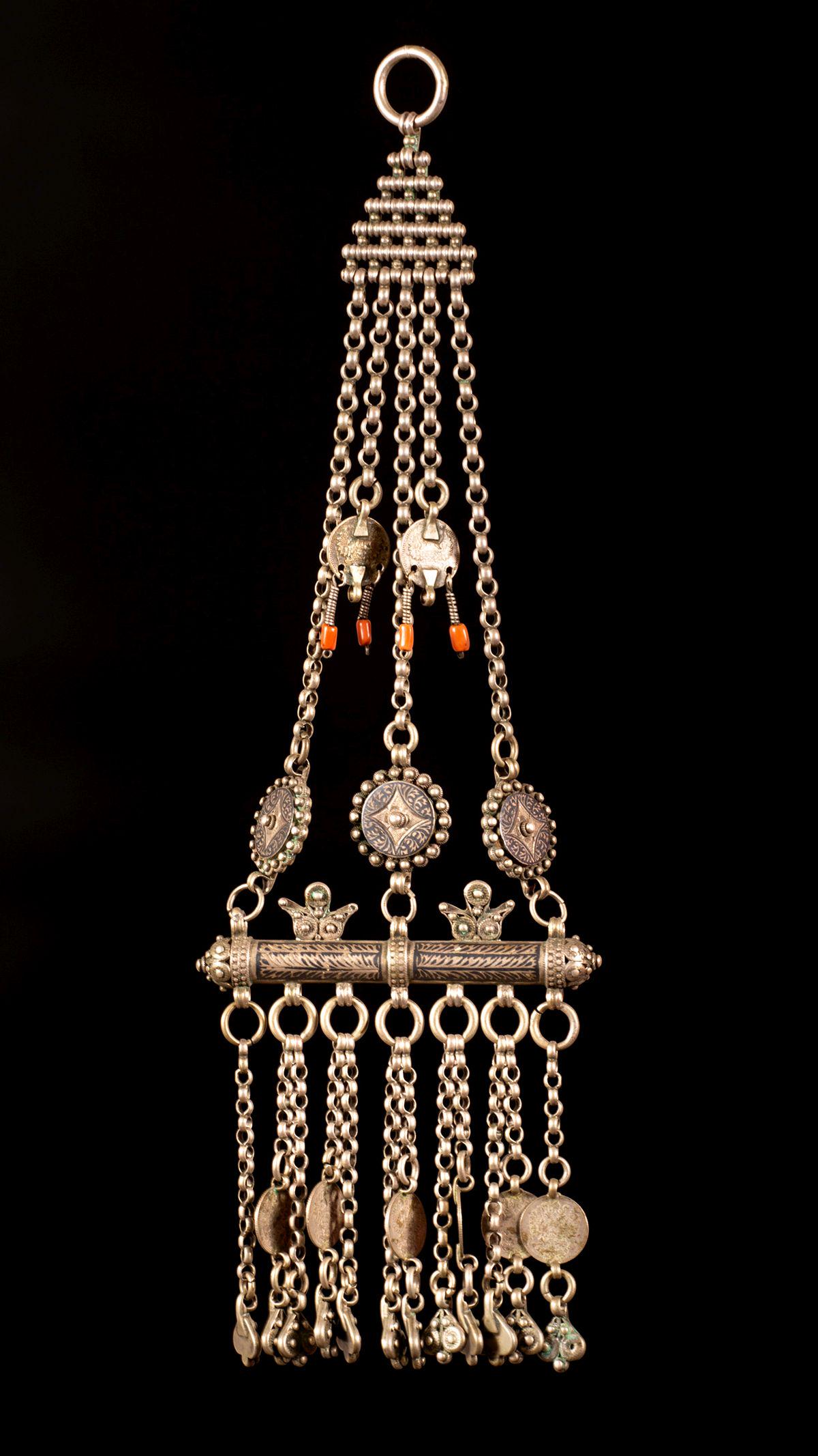 A woman's silver and niello pendant - Dagestan, Russia (1 of 2)