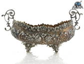 Beautiful Impressive Silver Bowl Decorated w/ Floral