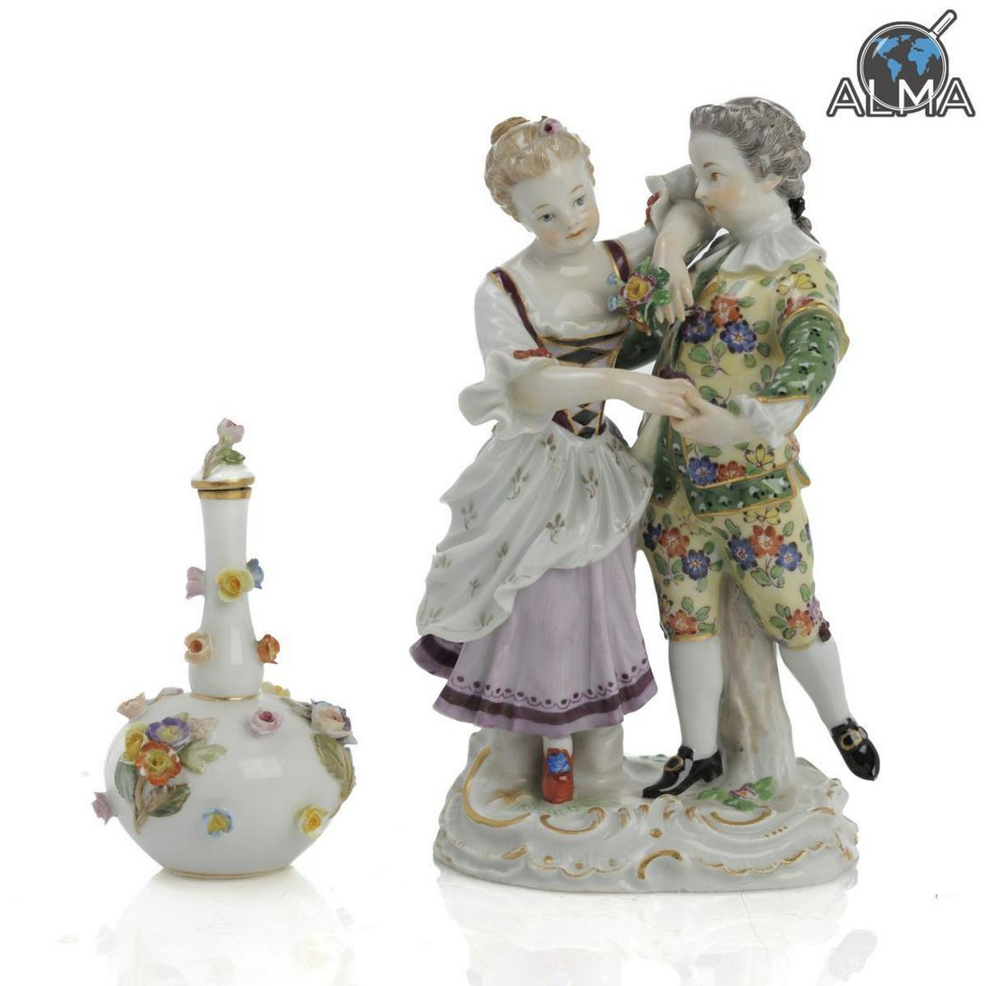 Meissen - Miniature Perfume Bottle & Figurine (1 of 3)