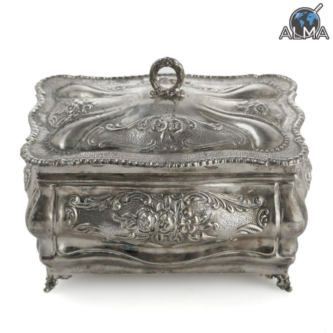Sterling Silver Box Decorated w/ Embossing (1 of 3)