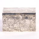 English Silver Box Decorated w/ Embossing