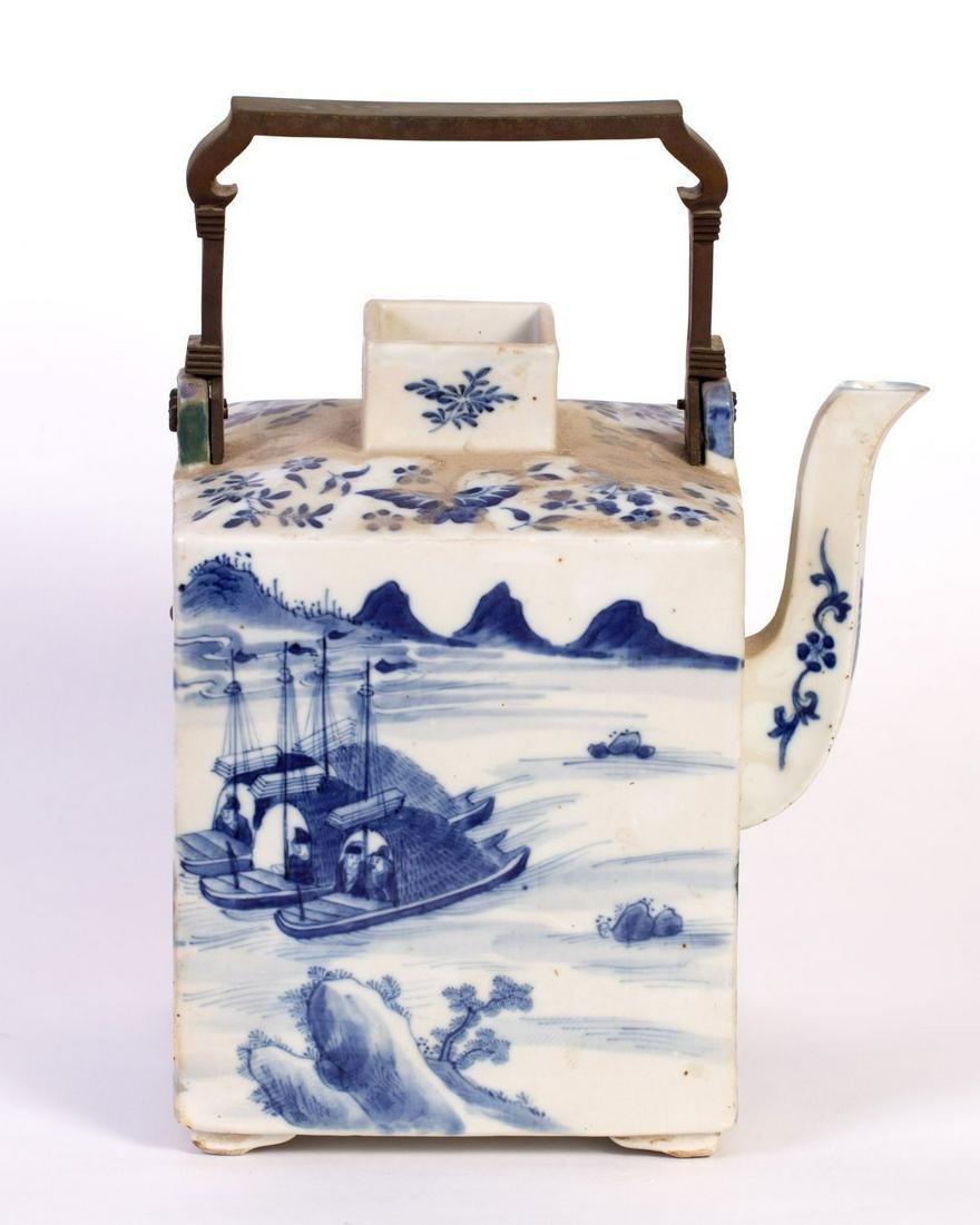 Chinese White-Blue Porcelain Teapot, Qing Dynasty (1 of 3)