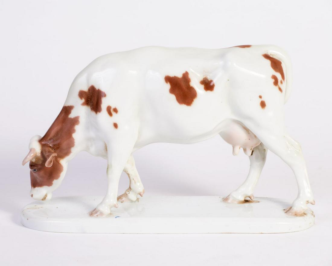 Meissen, Old Porcelain Cow Statuette (1 of 3)