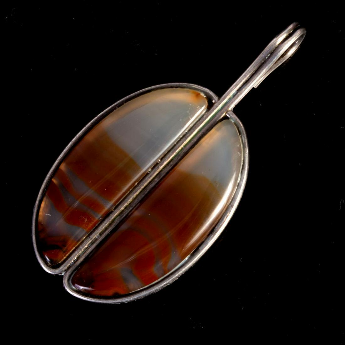 'Georg Jensen' - Silver Integrated w/ Agate Pendant (1 of 2)