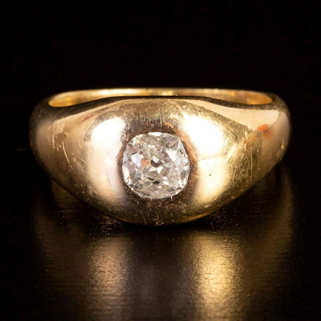English 18K Gold Ring Set w/ Old Mine Cut Diamond (1 of 2)