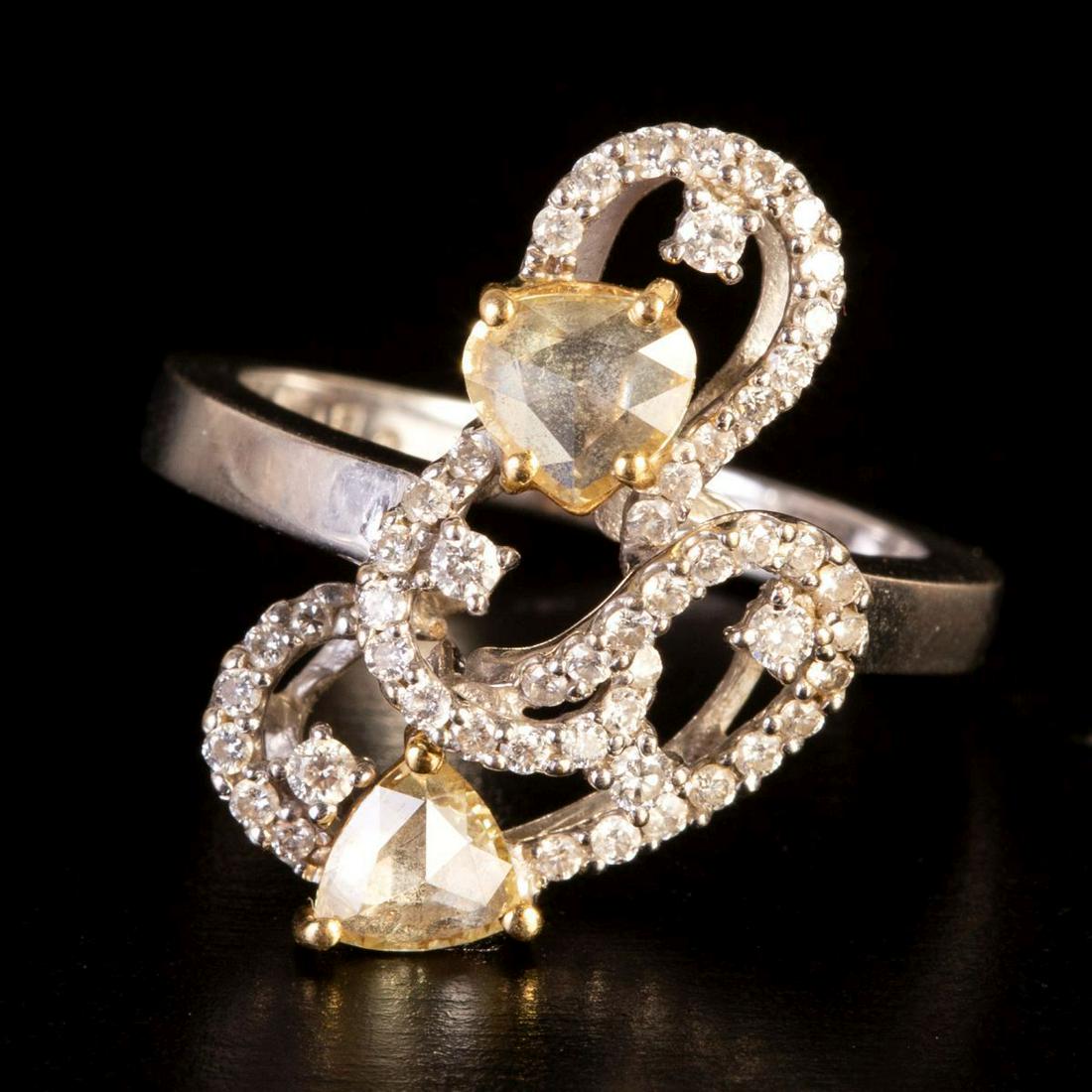 Stylized 18K White Gold Ring Integrated w/ Diamonds in Different Cuts (1 of 3)