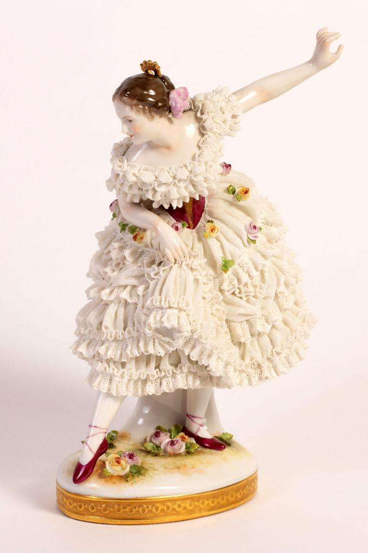 'Volkstedt' - Porcelain Fanny ElÃŸler Ballerina Figurine (1 of 5)