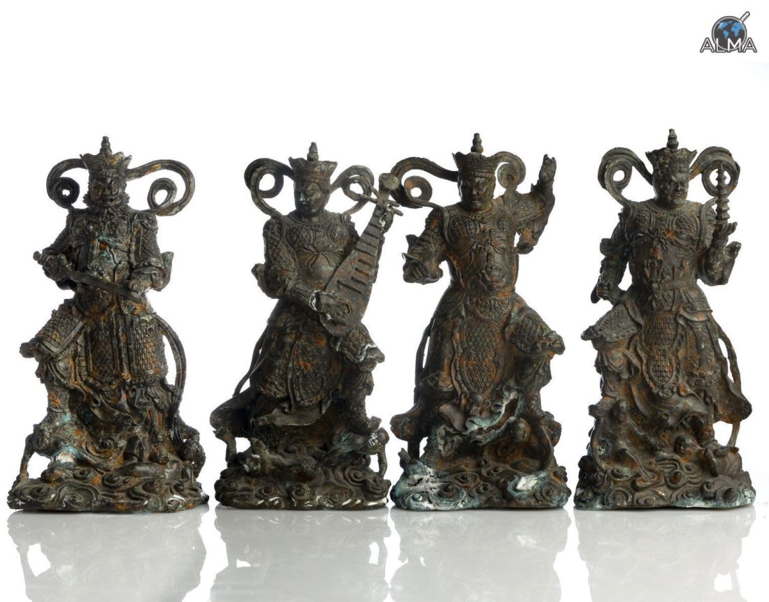 The Four Heavenly Guardians - Set of Chinese Bronze Statuettes, circa 1900 (1 of 3)