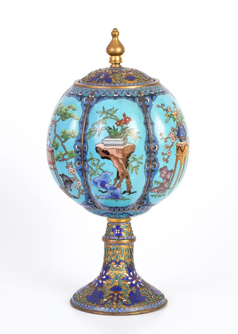 Old Extraordinary Chinese Cloisonne Dish w/ Lid, Decorated w/ Enameling & Gilding (1 of 4)